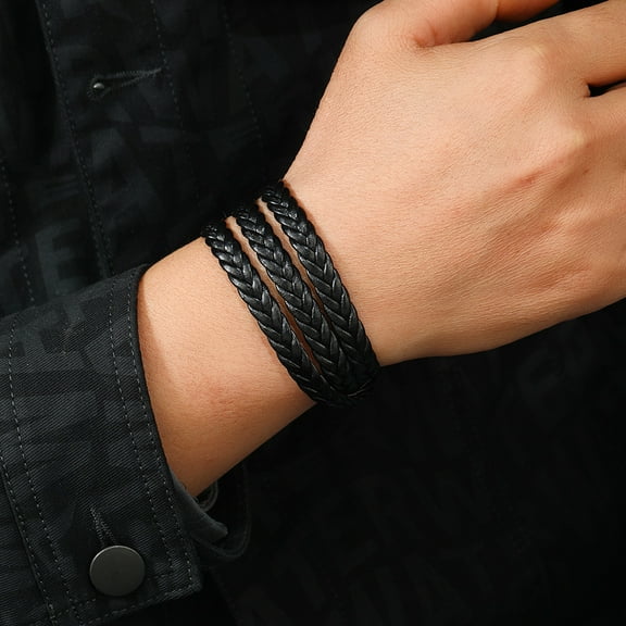 New multi-layer braided leather rope, retro high-end men's bracelet