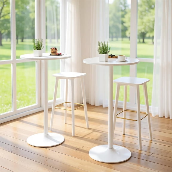 Topcobe Round Bistro Table 40 Inch Bar Height Tall Coffee Cocktail Table, Modern Furniture for Indoor, Living Room - Set of 1