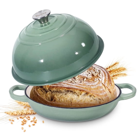 Davivy 5.5 Qt Enameled Dome-Shaped Cast Iron Bread Dutch Oven with Lid, Enameled