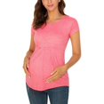 thumbnail image 1 of Vêtements de Grossesse Offres de l'Action de Grâce Liquidation Été Vêtements de Maternité pour Femmes Col Rond Manches Courtes Volants Pli Hauts de Grossesse, 1 of 5