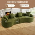 thumbnail image 3 of Timbernest Sectional Couch, 110" Curved Chenille Sleeper Sofa, 4 Seater Modular Sectional with 4 Pillows for Living Room, Green, 3 of 10