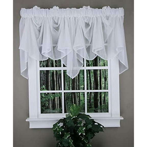 Splendor Batiste, 100" W X 29" L, Sheer Festoon Valance Color: White