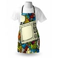 thumbnail image 4 of Hip Hop Apron, 90s Theme Retro Style Linear Drawn a Vintage Television and Speech Bubble, Unisex Kitchen Bib with Adjustable Neck for Cooking Gardening, Adult Size, Multicolor, by Ambesonne, 4 of 4