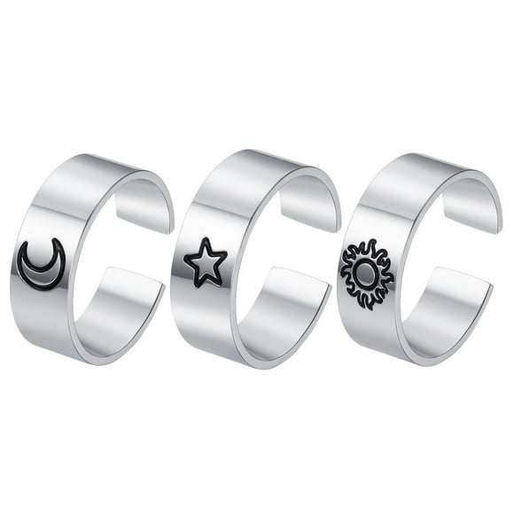 Anillo abierto de 3 piezas, anillo retro, joyería para mujer, anillo personalizado para niña.