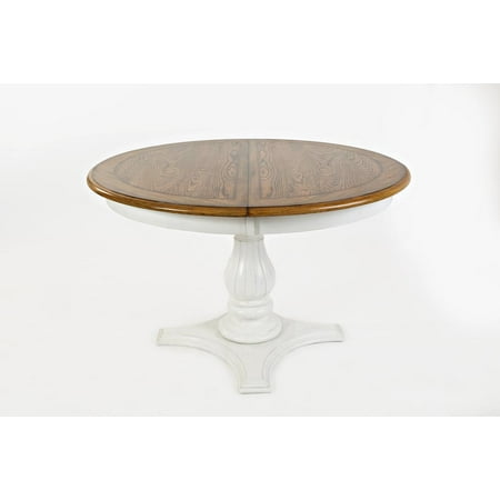Oval Round Table - Jofran Castle Hill Round to Oval Dining Table in Antique White & Oak