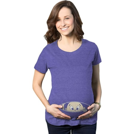 

Maternity Baby Peeking T Shirt Funny Pregnancy Tee for Expecting Mothers Heather Purple XX-Large