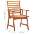 thumbnail image 2 of vidaXL Patio Dining Chairs Outdoor Patio Chair with Cushions Solid Wood Acacia, 2 of 9