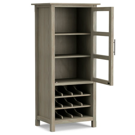 Simpli Home - Avalon High Storage Wine Rack Cabinet - Distressed Grey