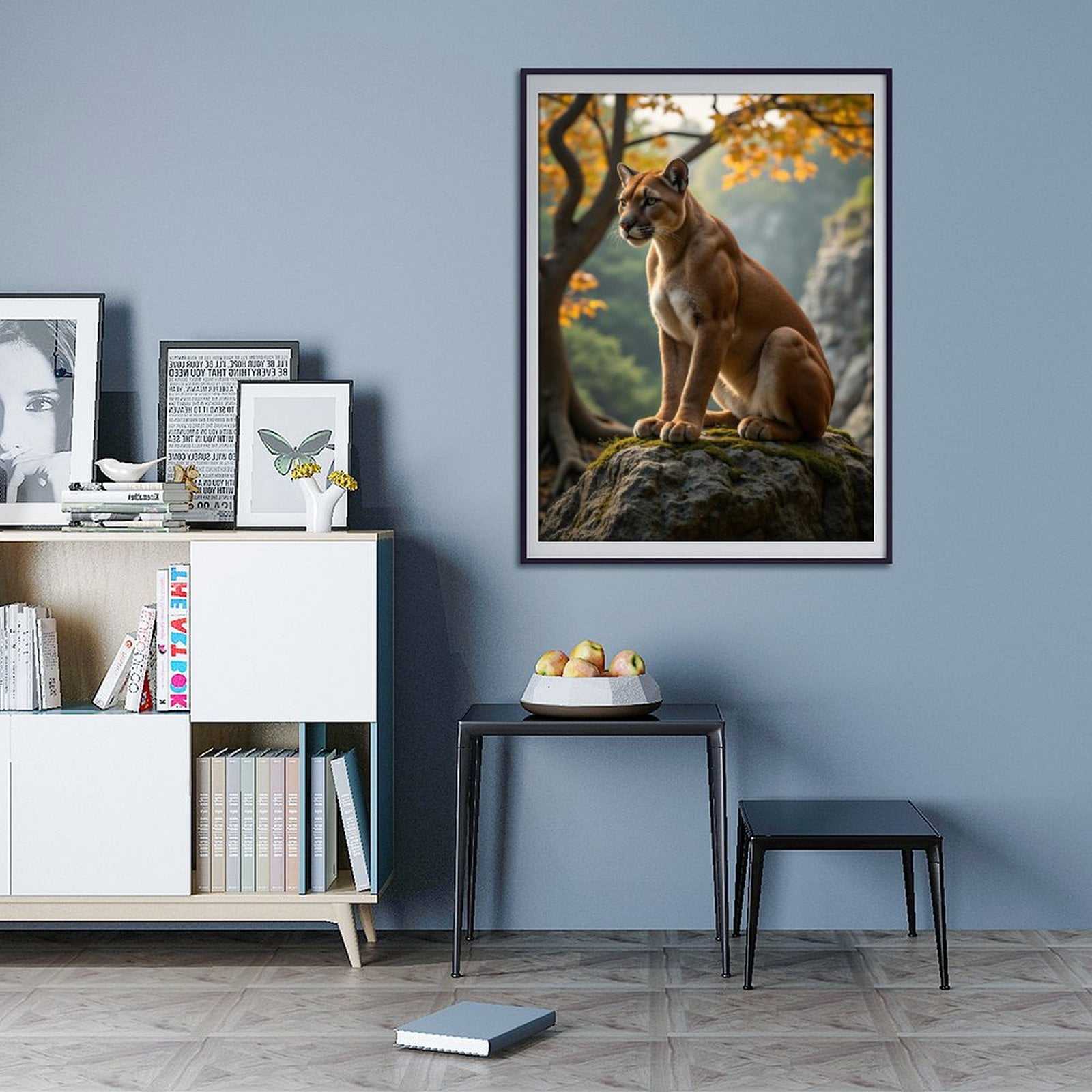 Diamond Art Kit for Adults, Elegant Cougar Autumn Rock Vista Diamond Painting for Adults Beginners, DIY Diamond Art Painting Kits, 5D Diamond Painting Crafts for Home Decor 12x16 Frameless