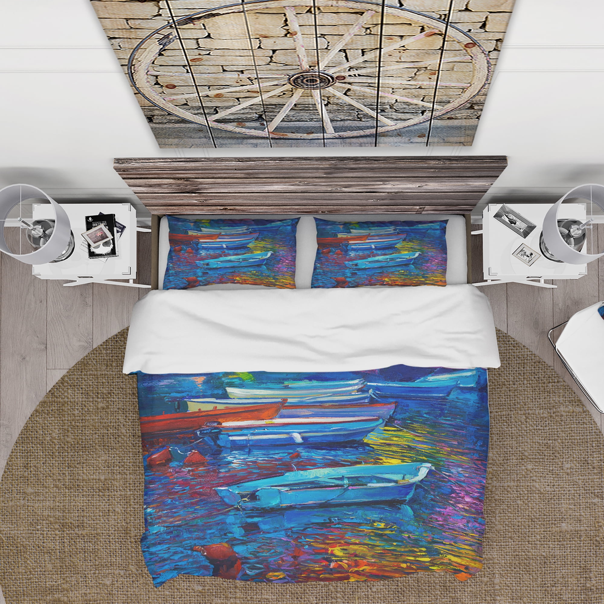 Designart 'Blue Sailboats and Sea' Nautical Duvet Cover Set