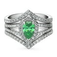 thumbnail image 2 of BERRICLE Sterling Silver Halo Wedding Engagement Rings Green Pear Cut Cubic Zirconia CZ Wishbone Split Shank Ring Set for Women, Rhodium Plated Size 8, 2 of 16