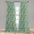 thumbnail image 4 of Ambesonne Tropical Curtains, Pineapple Watermelon Slice, Pair of 28"x63", Dark Coral and Earth Yellow, 4 of 5