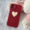 thumbnail image 6 of Cute 3D Love Heart Phone Case for iPhone 11 6.1 inch with Anti-Fall Lens Cameras Cover Protection Slim Dustproof Protective Cover Aesthetic Design for Women Girls, Red, 6 of 17
