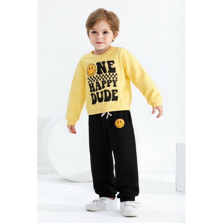 boy long sleeve 1st birthday outfit Younger Tree 1st Birthday Outfit Boy Winter Smile Cool Long Sleeve  Sweatshirt Clothes Set Gift for 6-12 Months