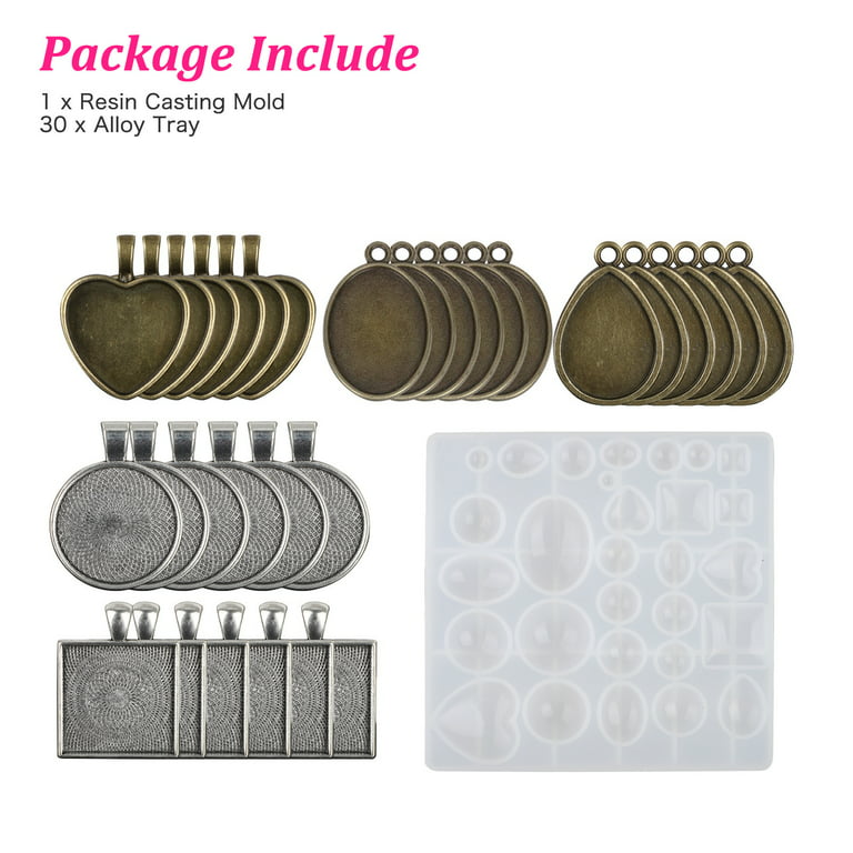 102Pcs Resin Molds Kit, 2pcs Earring Silicone Molds Jewelry Epoxy Casting  Molds, Earring Mold with Earring Hooks for DIY Woman Girl Unique Earrings