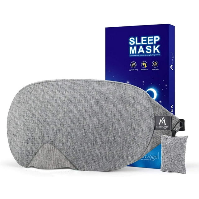Mavogel Cotton Sleep Eye Mask, Soft and Comfortable  for Travel/Sleeping/Shift Work, Grey
