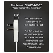 Datacomm Electronics 50-6623-WH-KIT Flat Panel TV Cable Organizer Kit With Duplex Power Solution