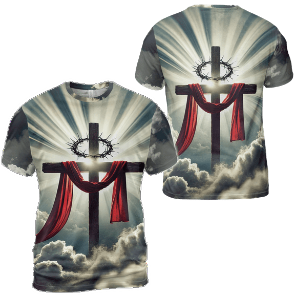 Lotusprinthandmade Jesus Christian Light Cross Unisex T-shirt 3D S-5XL Multicolor (S)