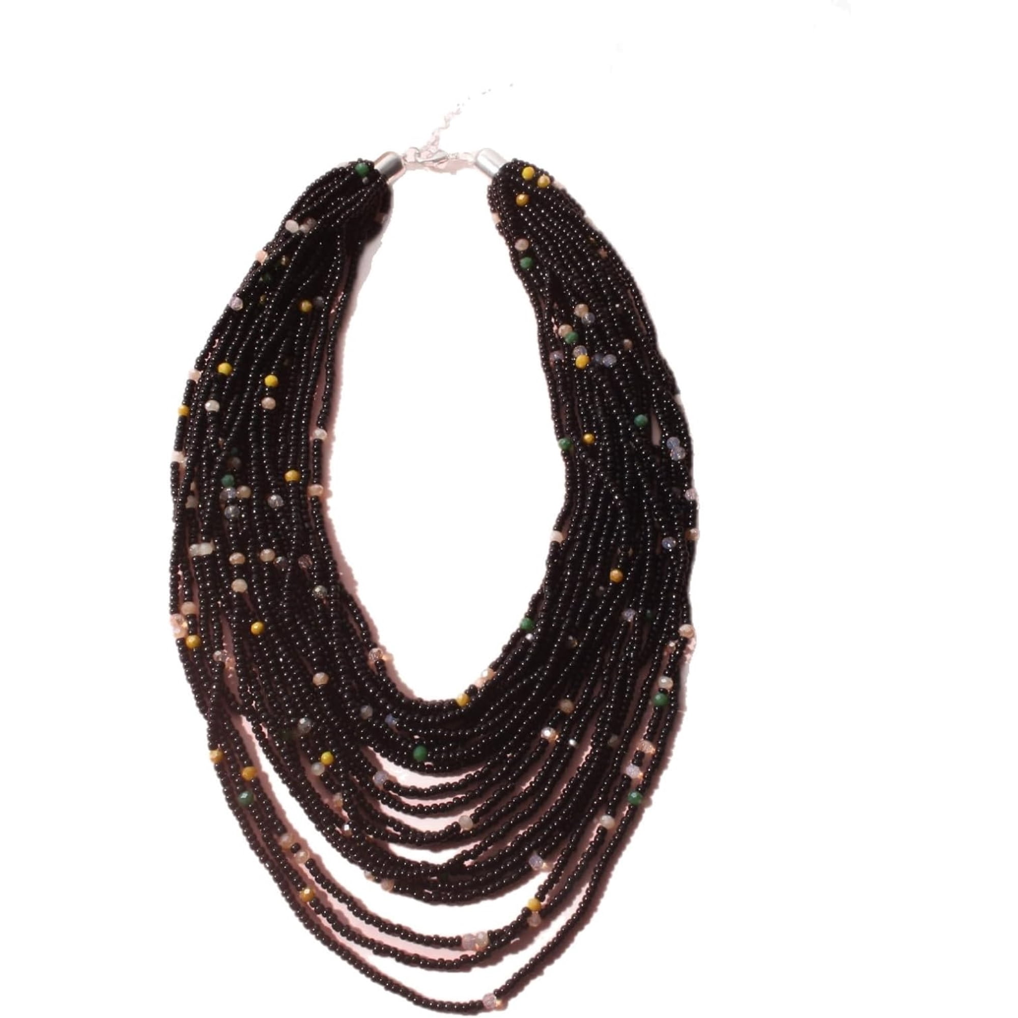 Colorful Multi-layered Seed Beaded Adjustable Chain Link Choker Collar Necklace for Women Jewelry Bohemian Handmade Crystal Beads Hawaiian Summer Beach Holiday Jewelry