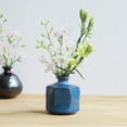 thumbnail image 5 of Wazakura Minoyaki Ceramic Small Ikebana Flower Bud Vase Hexagon Shaped Blue Made in Japan, 5 of 7