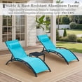 thumbnail image 6 of Patio Chaise Lounge, Pool Chaise Lounge Chairs Set of 3 with Pillow, Side Table & 5-Position Adjustable Backrest, Sunbathing Recliner for Poolside, Deck & Backyard (Turquoise Blue), 6 of 14