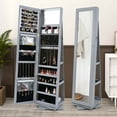 thumbnail image 2 of Costway Armoire à Bijoux Rotative à 360° 2-en-1 Verrouillable Gris Miroir, 2 of 9