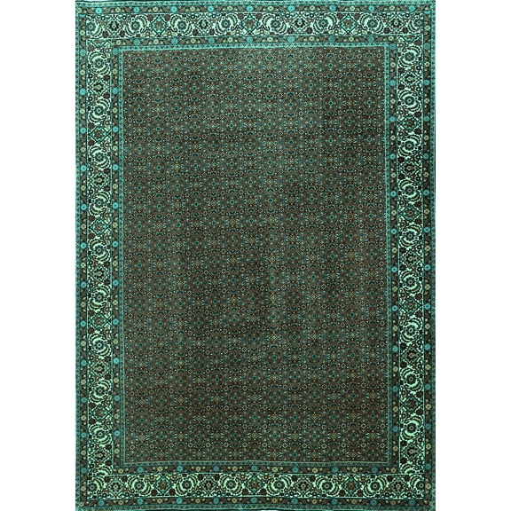 Ahgly Company Machine Washable Indoor Rectangle Persian Turquoise Blue Traditional Area Rugs, 5' x 7'