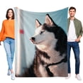 thumbnail image 1 of Husky Siberiano anti-pilling, suave, ligera, esponjosa y acogedora de lujo para hogar y cocina – Perfecta para niños y adultos,150X130cm, 1 of 6