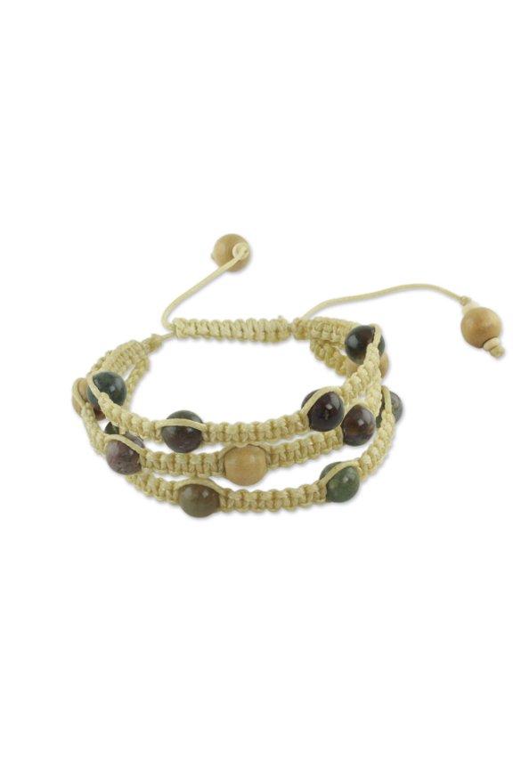 Agate Shambhala-style bracelet, 'Peaceful Life'