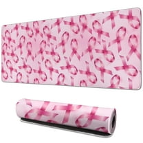 Long Mouse Pads for Desk,Pink Breast Cancer Desk Mats on Top Of Desks, Desk Mouse Pad Extra Large with 3mm Non-Slip Base and Stitched Edge for Gaming,Office,Work,Home 31.5x11.8in