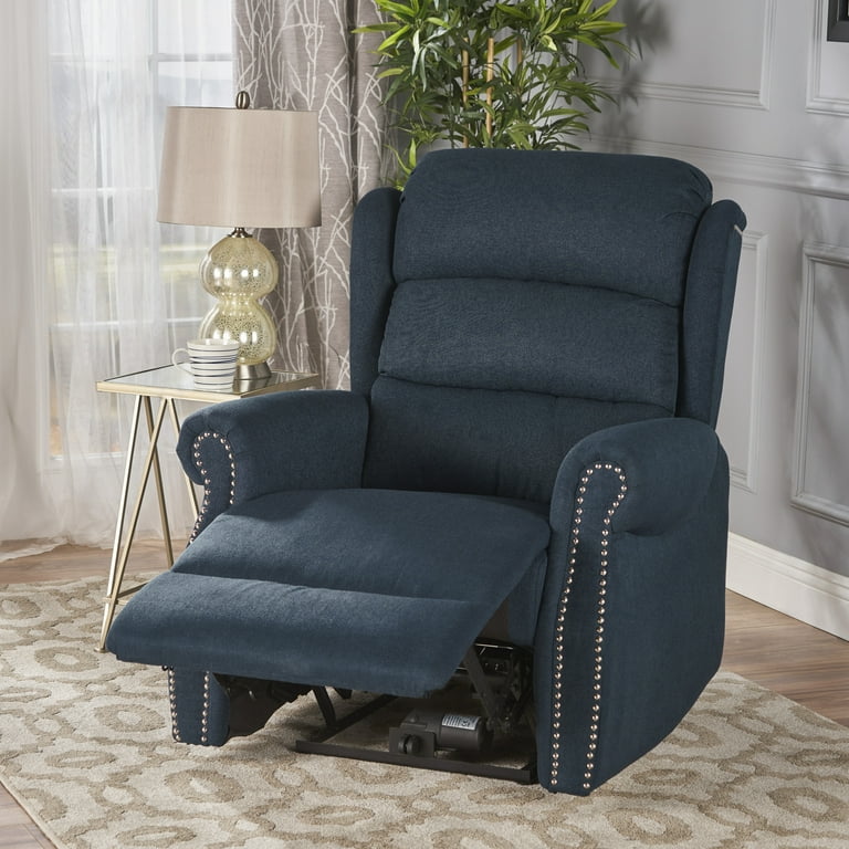 Free Shipping Noble House Delmar Standard Tufted Fabric Power Recliner Navy Blue Walmart