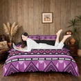 thumbnail image 3 of Manfei Southwestern Aztec Duvet Cover Queen, , Purple Black Queen Bedding, Black Reversible 3 Pieces, 1 Duvet Cover and 2 Pillowcases, 3 of 6