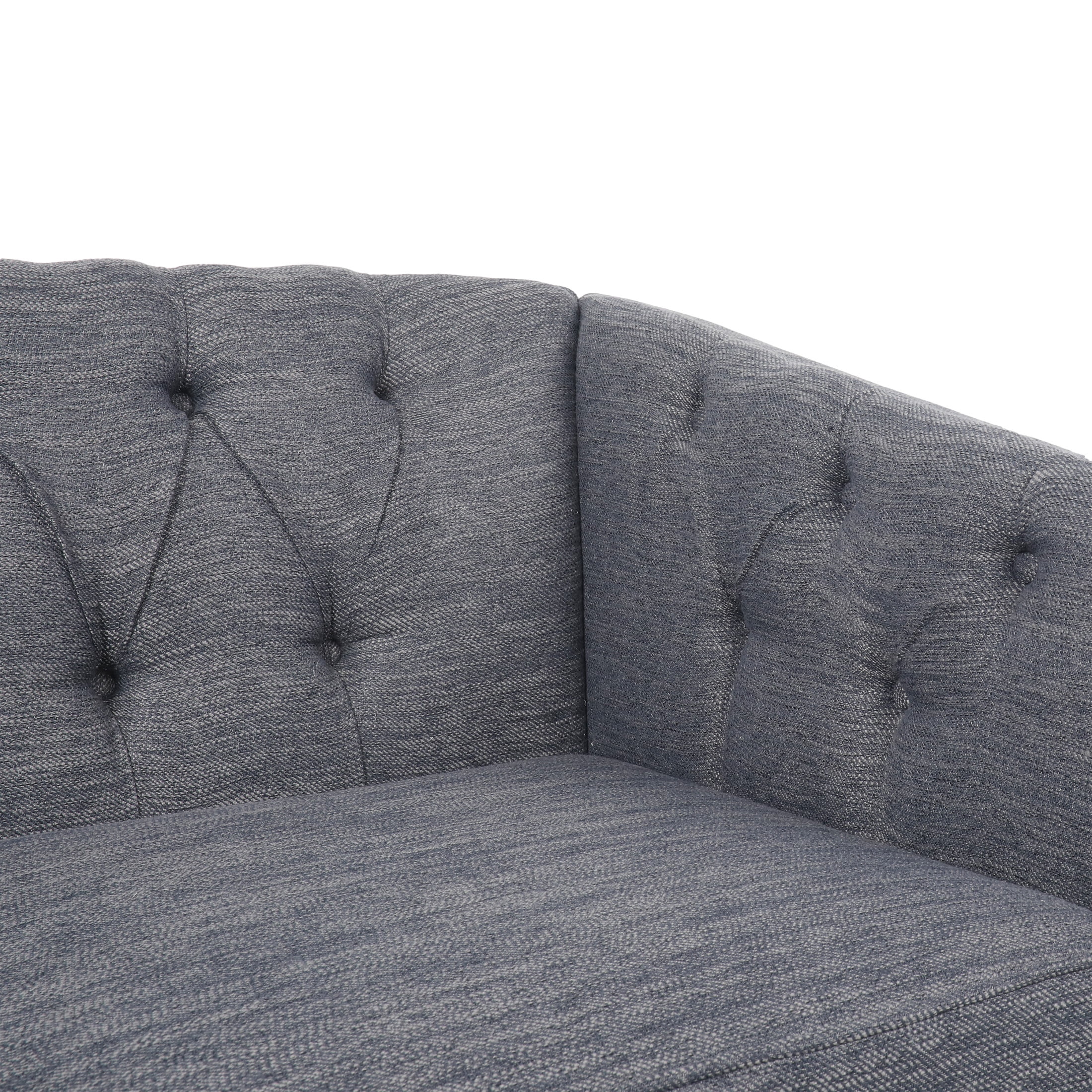 Noble House Brookover Fabric Tufted Loveseat in Charcoal With Espresso Finish