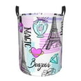 thumbnail image 2 of Goofa Eiffel Tower and Hearts Printed Circular Hamper,Laundry Basket with Handles,Storage Baskets Foldable,Large Capacity Laundry Hamper-, 2 of 8