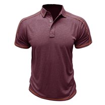 ZCFZJW Men's Polo Henley Shirt Moisture Wicking Quick Dry Summer Casual Striped Patchwork Short Sleeve Golf Polo T Shirts Tops Red XL