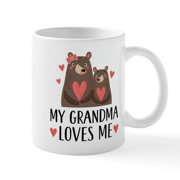 CafePress - My Grandma Loves Me Bear Mugs - 11 oz Ceramic Mug - Novelty Coffee Tea Cup