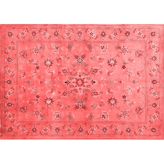 Ahgly Company Indoor Rectangle Abstract Red Contemporary Area Rugs, 2' x 4'