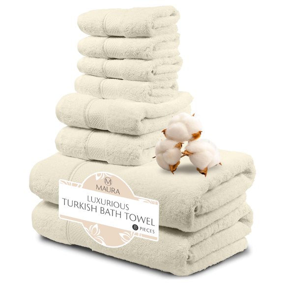 Juego de toallas de baño MAURA Ivory, algodón turco, 8 piezas