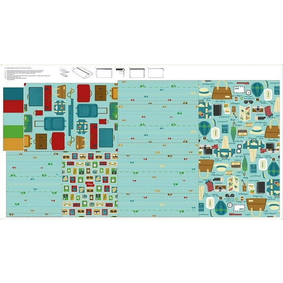 Blank Quilting Slow Travel Pattern Panel for Bags Stof 24x43 100% Cotton Fabric sold by the panel