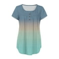 thumbnail image 4 of Summer Savings Clearance Sevevn Women Fashion V- Neck Gradient Printed Tunic Tops Buttons Short Sleeve T-shirt Plain t-shirts for Women Savings Up to 30% Off Great Gifts for Less, 4 of 6