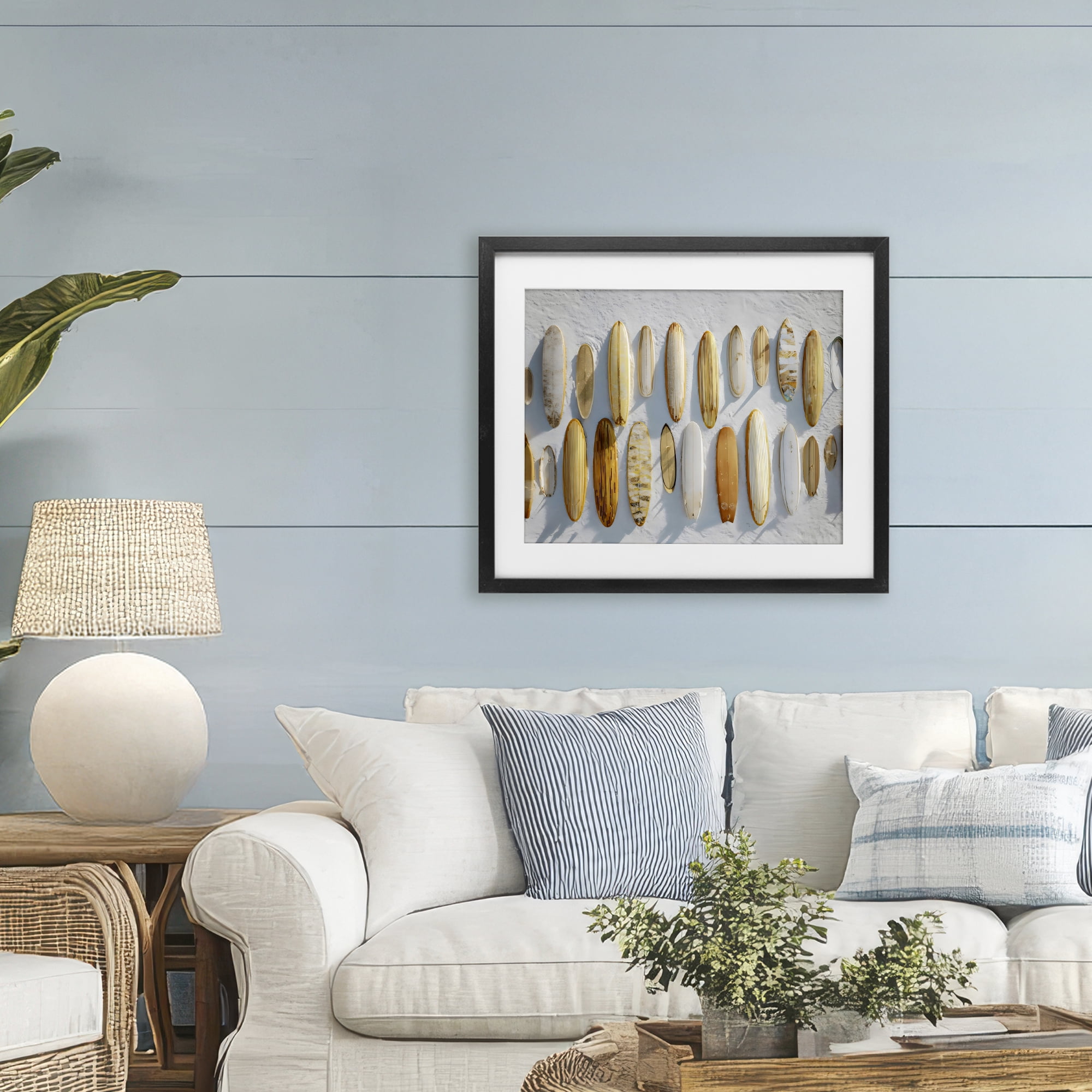 Stupell Industries Vintage Surfboard Collection Black Framed Print Under Glass, design by Franklyn Gregory