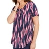 JM Collection Women's Short-Sleeve Printed Top Brush Sky Size L
