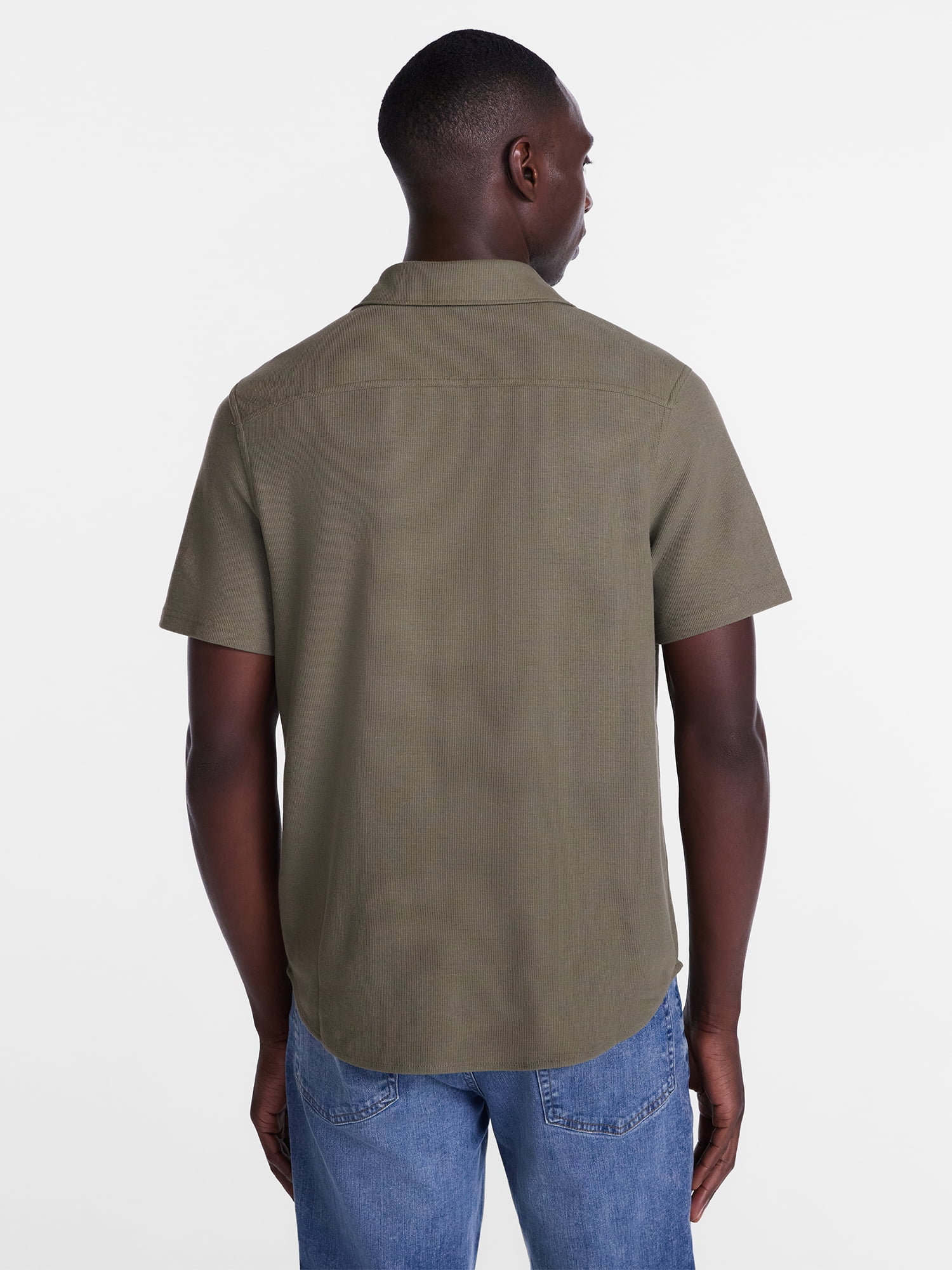 George Men's Waffle Knit Shirt with Short Sleeves, Sizes S-5XB