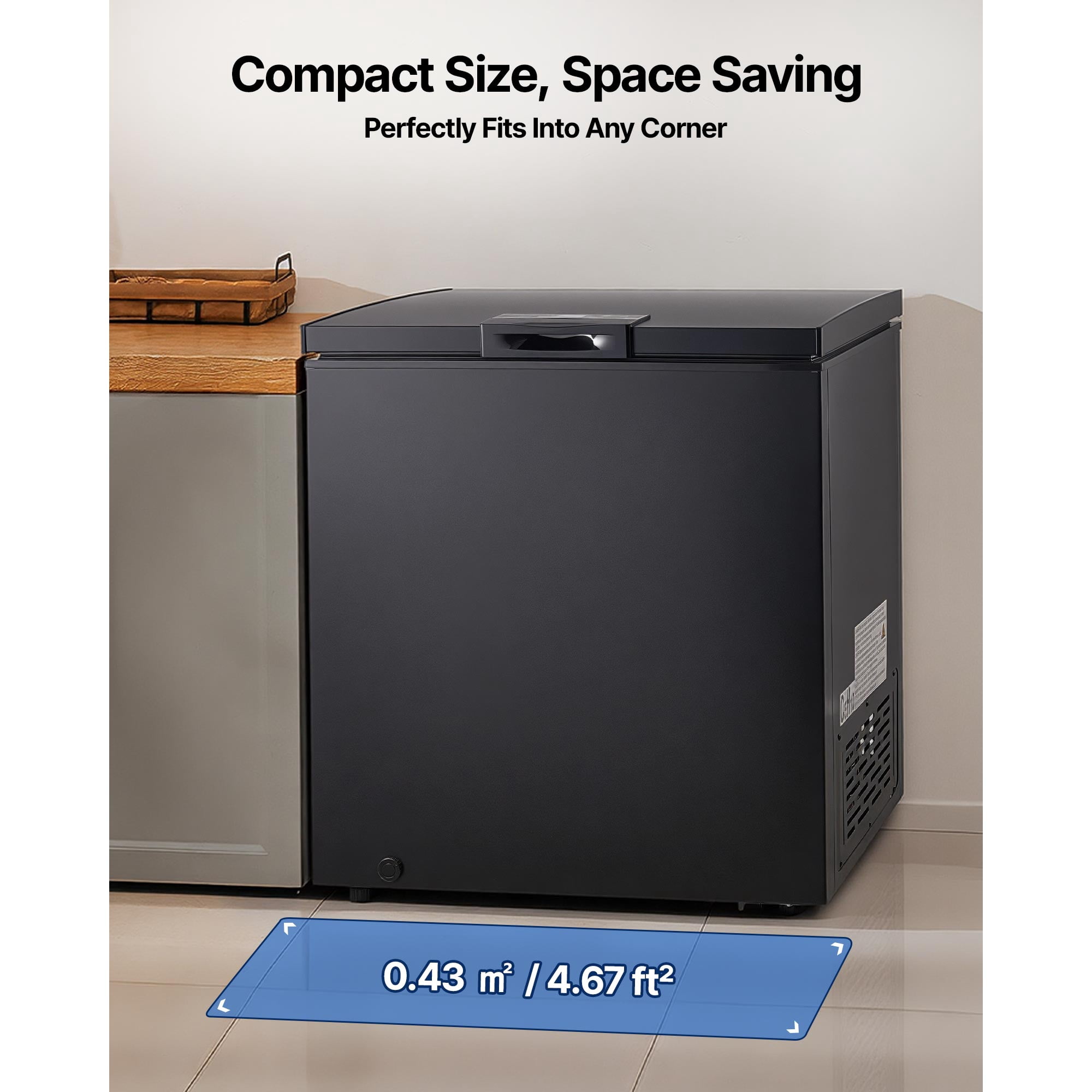 KFFKFF 5 Cu.ft Chest Freezer, Compact Deep Freezer with Top-Opening Door, Includes 2 Removable Baskets, Adjustable Temperature Control, Energy Efficient, Quiet Operation, Suitable for Garage Use