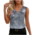 thumbnail image 1 of TaTaai V Neck Satin Printed Women Tank Top Sleeveless Silk-like Soft Machine Washable No Fading Breathable Non See-through Casual Fashion Daily Wear Top Gift, 1 of 7