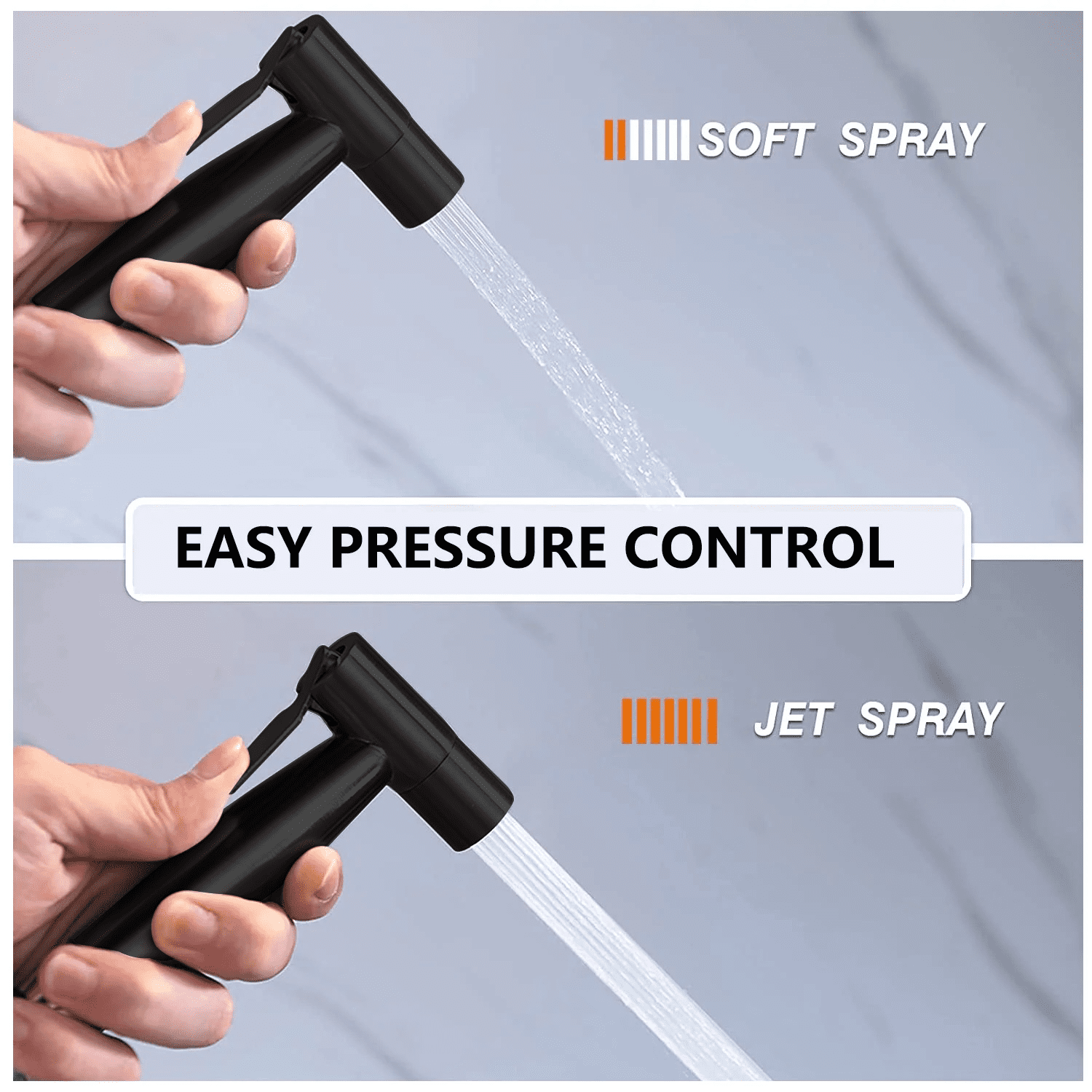 PHANCIR Handheld Bidet Sprayer for Toilet, Stainless Steel Bidet Attachment for Feminine Wash, Black