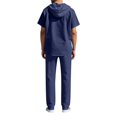 thumbnail image 3 of Men's 2 Piece Hooded Short Sleeve Shirt And Long Pants Set, Lightweight Linen Style Casual Summer Outfit For Vacation, Daily Wear And Outdoor Loungewear,Navy,S, 3 of 3