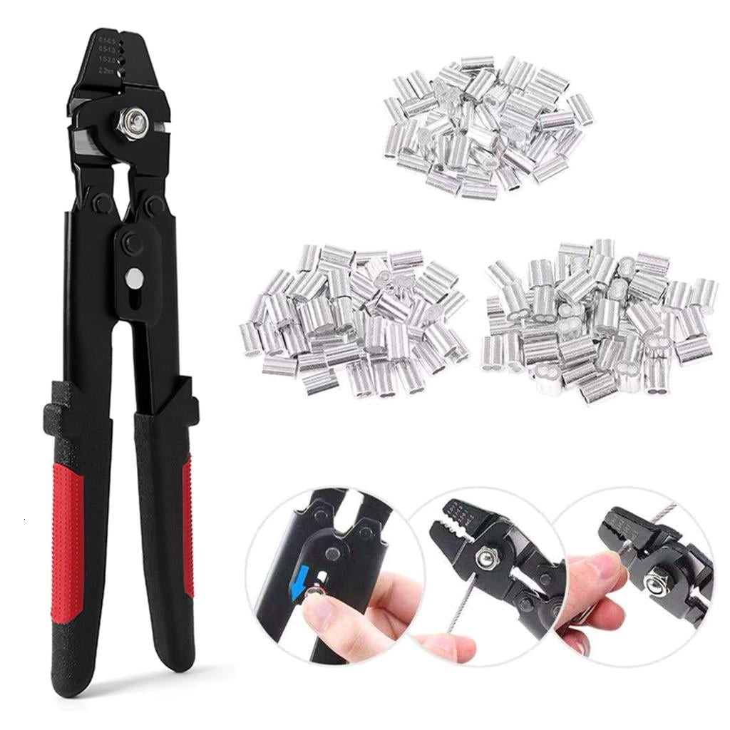 CEORPER Fishing Crimping Pliers Wire Rope Crimping Tool Heavy Duty Stainless Steel with 180Pcs Crimp Looping Sleeves