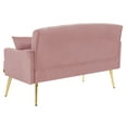 thumbnail image 7 of Velvet Loveseat Sofa, 2 Seater Sofa with 2 Pillows and Tufted Back, Upholstered Accent Sofa with Gold Metal Legs, Modern Small Couch, Arm Sofa for Living Room, Bedroom, Apartment, Pink, 7 of 7