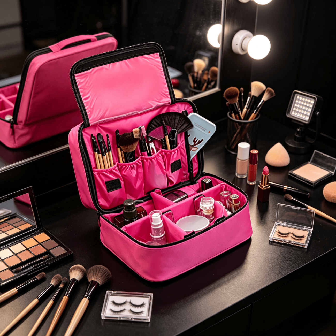 Makeup Bag Case Portable Handle Storage Organizer Travel Bag Wash Bag, Pink